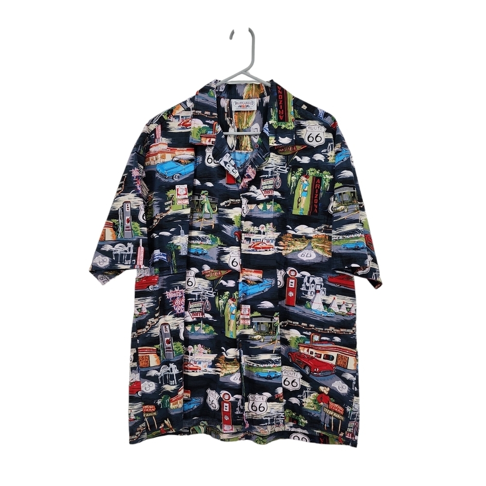 Pacific Legend Men's 100% Cotton Route 66 Hawaiian Shirt - 2XL